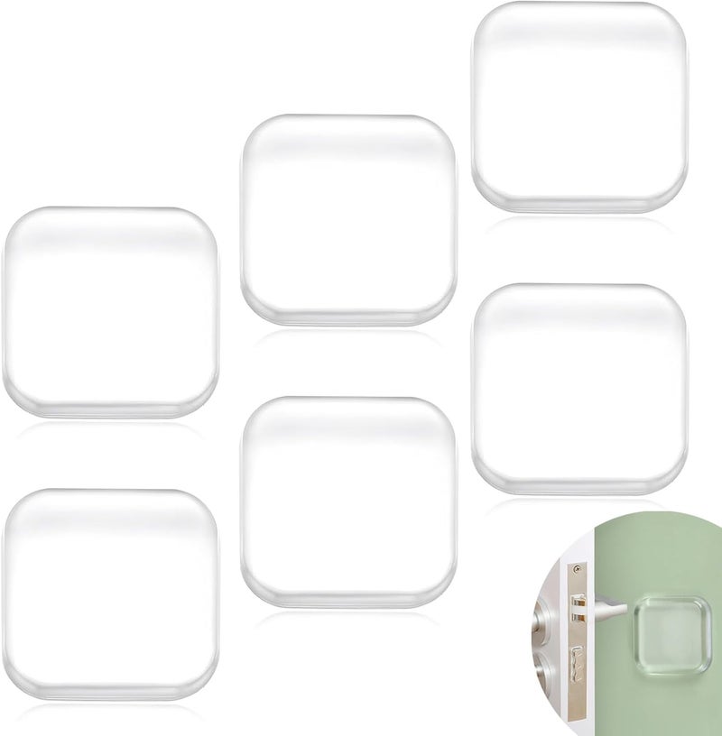 Bovinde Door Stopper Wall Protector, Wall Shield Bumper Guard from Door Knobs,Sturdy Self Adhesive,Soft and Transparent,Washable Reusable Shock Absorbent Gel for Home Office (6, Transparent) - Image 1